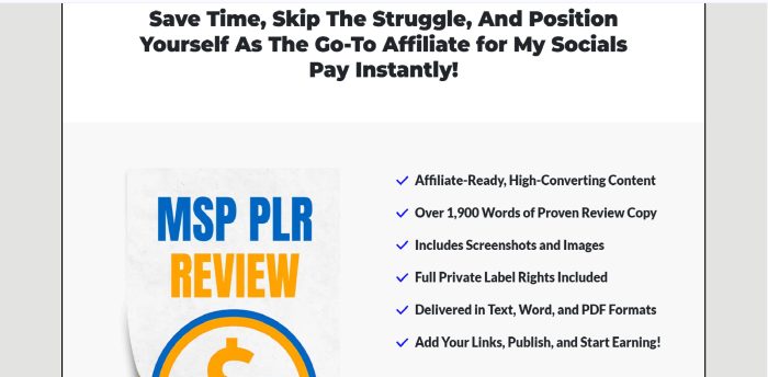 MSP PLR: Done-For-You 1,900-Word Review Copy