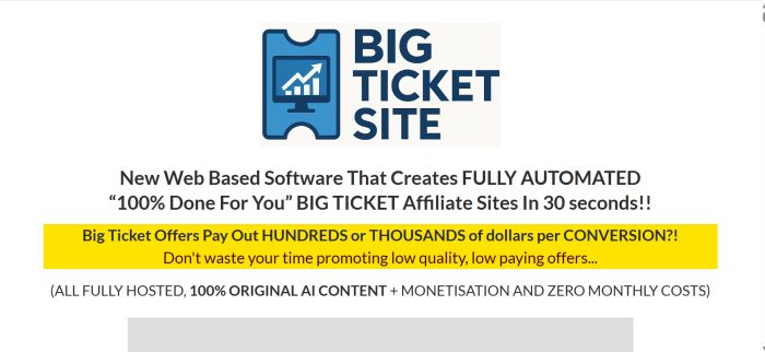 Big Ticket Site Earn Hundreds Per Sale
